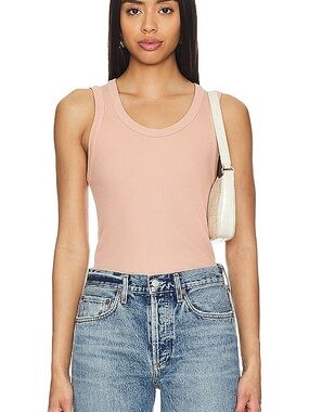 AGOLDE Poppy Scoop Neck Rib Tank Pink Salt XS